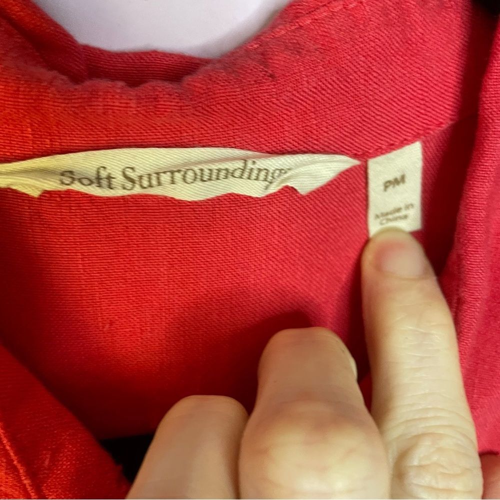 Soft Surroundings Red Linen Blend Button Front Zi… - image 2